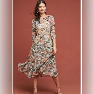 Meadow Rue x Anthropologie Floral Midi Dress